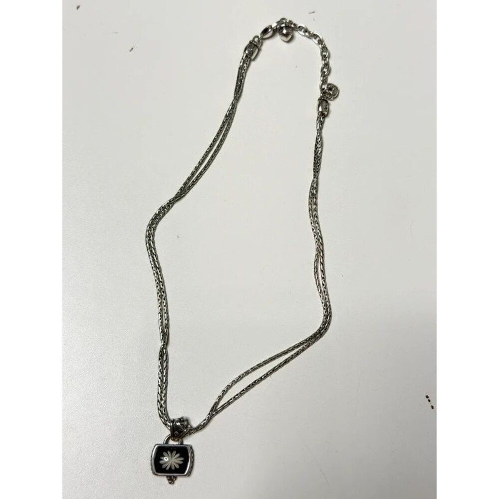 Brighton Floral water lily Pendant Necklace Silver Tone Double Strand